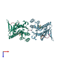 PDB entry 1u2o coloured by chain, top view.