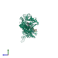PDB entry 1u2r coloured by chain, side view.