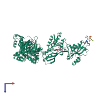 PDB entry 1u2r coloured by chain, top view.