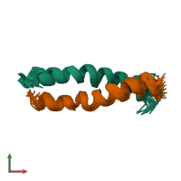 PDB entry 1u2u coloured by chain, ensemble of 27 models, front view.