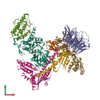 PDB 1u2v coloured by chain and viewed from the front.