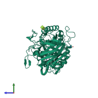 PDB entry 1u2y coloured by chain, side view.