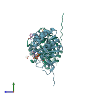 PDB entry 1u31 coloured by chain, side view.