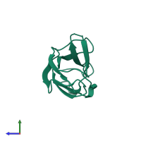 PDB entry 1u36 coloured by chain, side view.