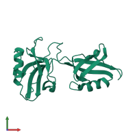 PDB entry 1u3b coloured by chain, front view.