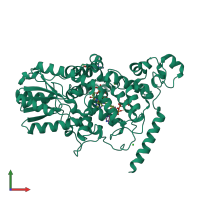 PDB entry 1u3d coloured by chain, front view.