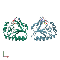 PDB entry 1u3f coloured by chain, front view.