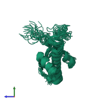 PDB entry 1u3m coloured by chain, ensemble of 20 models, side view.