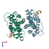 PDB entry 1u3s coloured by chain, top view.