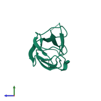 PDB entry 1u3y coloured by chain, side view.