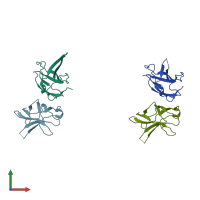 PDB entry 1u41 coloured by chain, front view.