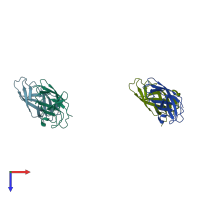 PDB entry 1u41 coloured by chain, top view.