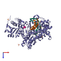 PDB entry 1u45 coloured by chain, top view.