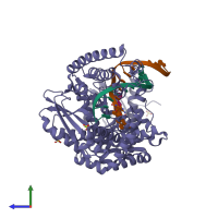 PDB entry 1u4b coloured by chain, side view.