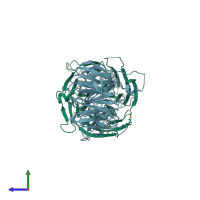 PDB entry 1u4c coloured by chain, side view.