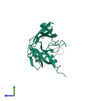 PDB entry 1u4e coloured by chain, side view.