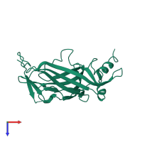 PDB entry 1u4e coloured by chain, top view.