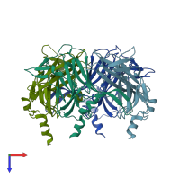 PDB entry 1u4f coloured by chain, top view.