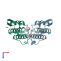 PDB entry 1u4j coloured by chain, top view.