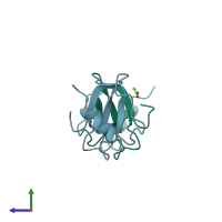 PDB entry 1u4p coloured by chain, side view.