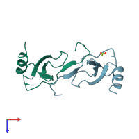 PDB entry 1u4p coloured by chain, top view.