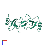 C-C motif chemokine 5 in PDB entry 1u4p, assembly 1, top view.