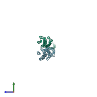 PDB entry 1u4q coloured by chain, side view.