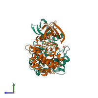 PDB entry 1u54 coloured by chain, side view.