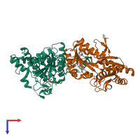 PDB entry 1u5b coloured by chain, top view.