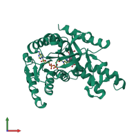 PDB entry 1u5c coloured by chain, front view.