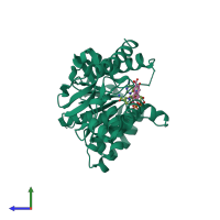 PDB entry 1u5c coloured by chain, side view.