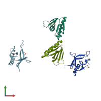 PDB entry 1u5d coloured by chain, front view.