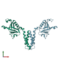 PDB entry 1u5e coloured by chain, front view.
