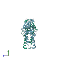 PDB entry 1u5e coloured by chain, side view.