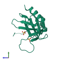 PDB entry 1u5f coloured by chain, side view.