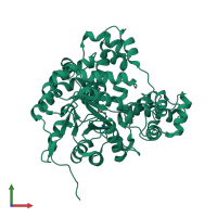 PDB entry 1u5j coloured by chain, front view.