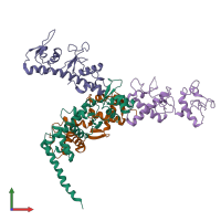 PDB entry 1u5t coloured by chain, front view.