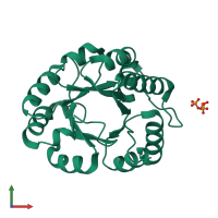 PDB entry 1u5v coloured by chain, front view.