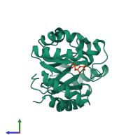 PDB entry 1u5v coloured by chain, side view.