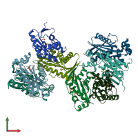 PDB entry 1u5w coloured by chain, front view.
