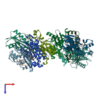 PDB entry 1u5w coloured by chain, top view.