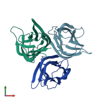 PDB entry 1u5y coloured by chain, front view.