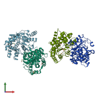 PDB entry 1u60 coloured by chain, front view.