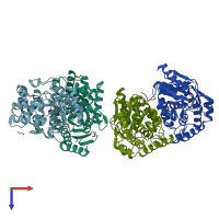 PDB entry 1u60 coloured by chain, top view.