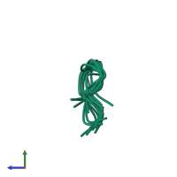 PDB entry 1u62 coloured by chain, ensemble of 12 models, side view.