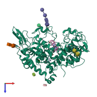 PDB entry 1u67 coloured by chain, top view.