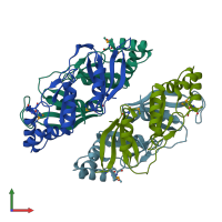 PDB entry 1u69 coloured by chain, front view.