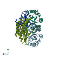 PDB entry 1u69 coloured by chain, side view.