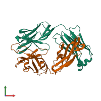 PDB entry 1u6a coloured by chain, front view.
