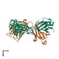 PDB entry 1u6a coloured by chain, top view.